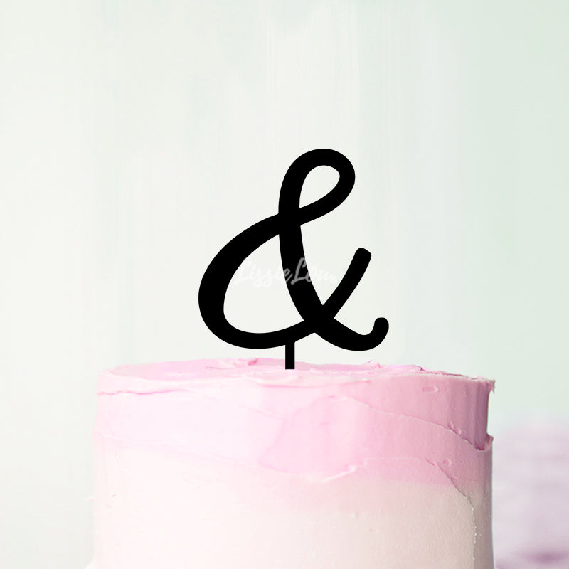Wedding Initial Letter Ampersand Style Acrylic Cake Topper