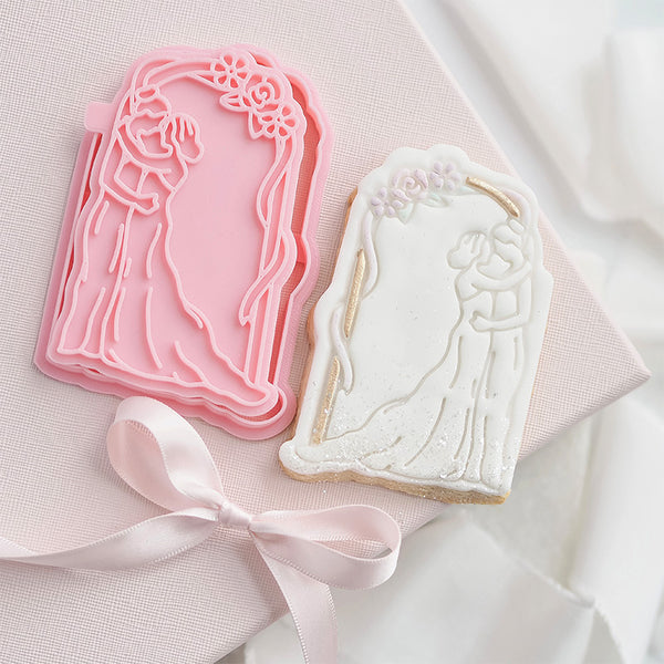 Two Brides Under Arch Wedding Cookie Cutter and Stamp by Catherine Marie Cake