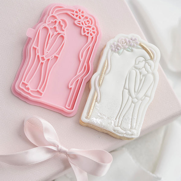 Two Grooms Under Arch Wedding Cookie Cutter and Stamp by Catherine Marie Cake