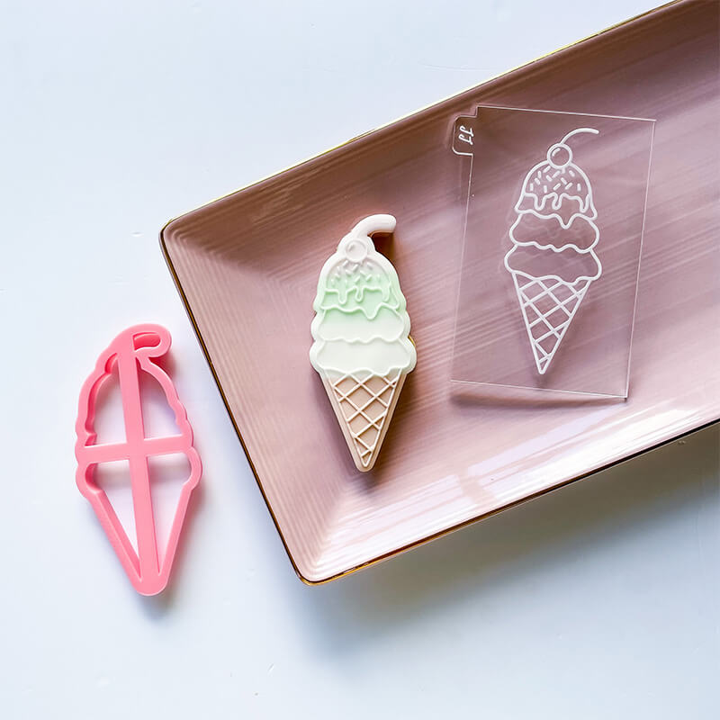 Three Scoops Ice Cream Cookie Cutter and Embosser by Luvelia Louise