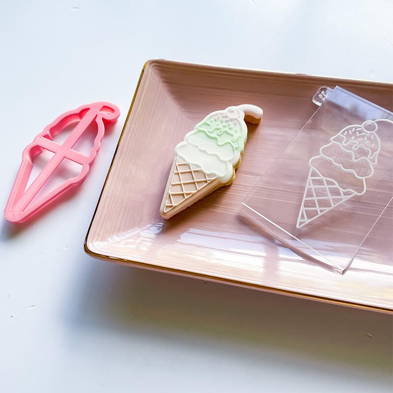 Three Scoops Ice Cream Cookie Cutter and Embosser by Luvelia Louise