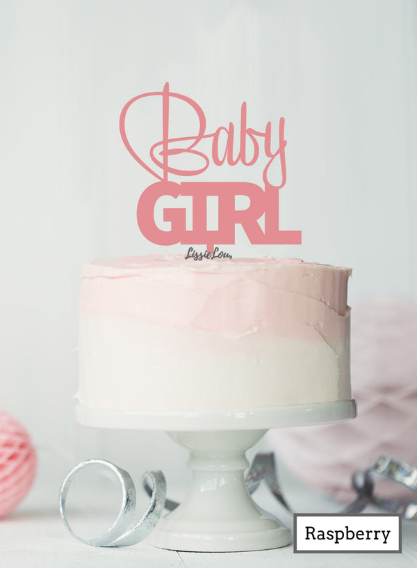 Baby Girl Baby Shower Cake Topper Premium 3mm Acrylic Raspberry