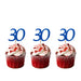 30th glitter cupcake toppers dark blue