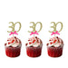 30th Birthday Glitter Cupcake Toppers Gold and Hot Pink