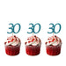 30th glitter cupcake toppers light blue