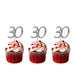 30th glitter cupcake toppers silver