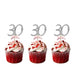 30th Birthday Glitter Cupcake Toppers Silver and Light Pink
