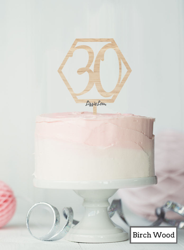 Hexagon Number 30th Birthday Topper Premium 3mm Acrylic