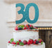 30th Birthday Cake Topper - Glitter Card Light Blue