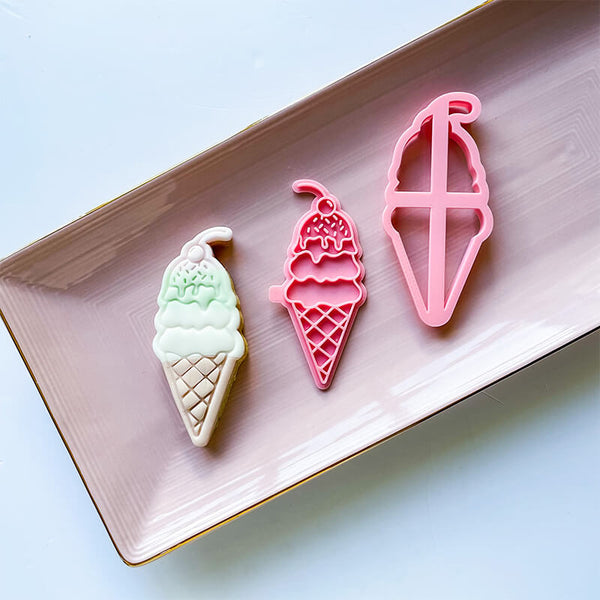Three Scoops Ice Cream Cookie Cutter and Stamp by Luvelia Louise