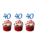 40th Birthday Glitter Cupcake Toppers Dark Blue