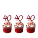 40th Birthday Glitter Cupcake Toppers Dark Pink