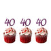 40th Birthday Glitter Cupcake Toppers Dark Purple