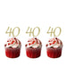 40th Birthday Glitter Cupcake Toppers Gold