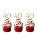 40th Birthday Glitter Cupcake Toppers Gold with Hot Pink Bows