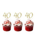 40th Birthday Glitter Cupcake Toppers Gold with Light Pink Bows