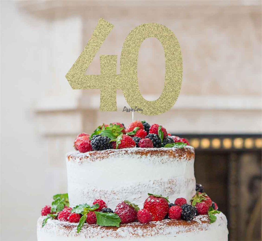 40th Birthday Cake Topper Glitter Card Gold