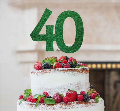 40th Birthday Cake Topper Glitter Card Green