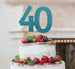 40th Birthday Cake Topper - Glitter Card Light Blue