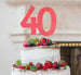 40th Birthday Cake Topper Glitter Card Light Pink