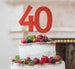 40th Birthday Cake Topper Glitter Card Red