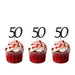 50th Birthday Glitter Cupcake Toppers Black