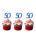 50th Birthday Glitter Cupcake Toppers Dark Blue