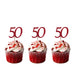 50th Birthday Glitter Cupcake Toppers Dark Pink