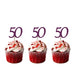 50th Birthday Glitter Cupcake Toppers Dark Purple