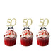 50th Birthday Glitter Cupcake Toppers with Bows Gold and Black