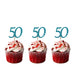 50th Birthday Glitter Cupcake Toppers Light Blue