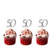 50th Birthday Glitter Cupcake Toppers Silver