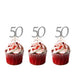 50th Birthday Glitter Cupcake Toppers with Bows Silver and Light Pink