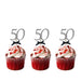 50th Birthday Glitter Cupcake Toppers with Bows Silver and Black