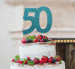 50th Birthday Cake Topper - Glitter Card Light Blue