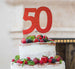 50th Birthday Cake Topper Glitter Card Red
