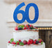 60th Birthday Cake Topper Glitter Card Dark Blue