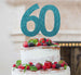 60th Birthday Cake Topper Glitter Card Light Blue