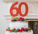 60th Birthday Cake Topper Glitter Card Red