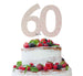 60th Birthday Cake Topper Glitter Card White