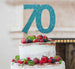 70th Birthday Cake Topper - Glitter Card Light Blue