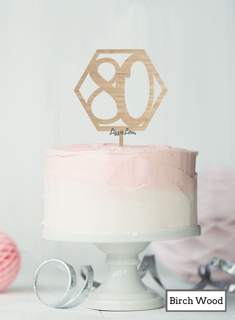 Hexagon Number 80th Birthday Topper Premium 3mm Acrylic