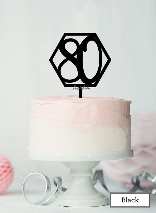 Hexagon Number 80th Birthday Topper Premium 3mm Acrylic