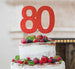 80th Birthday Cake Topper Glitter Card Red