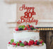 Happy 80th Birthday Pretty Cake Topper Glitter Card Red