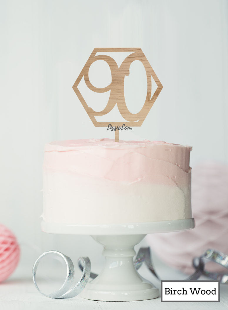 Hexagon Number 90th Birthday Topper Premium 3mm Acrylic