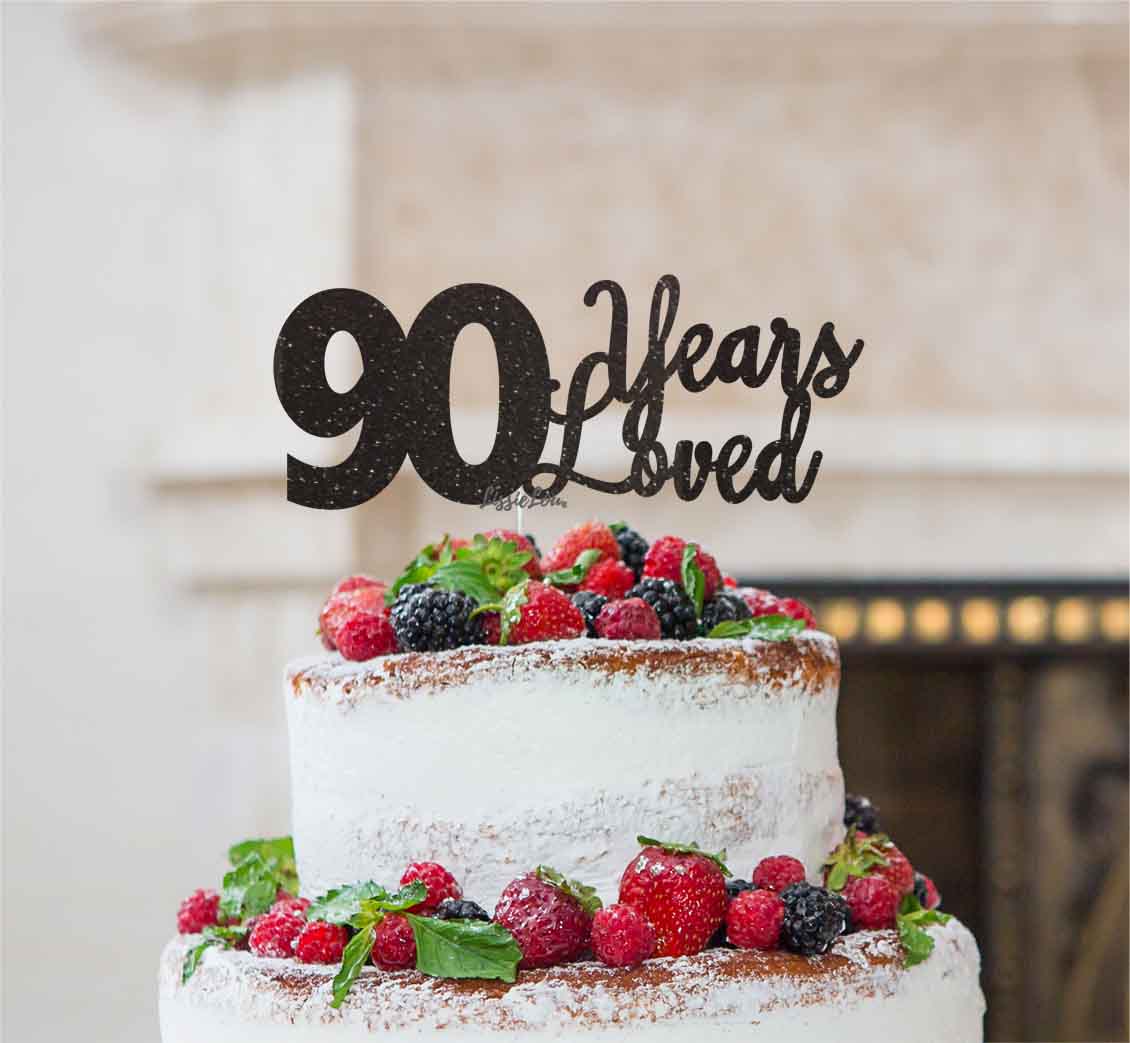 90 Years Loved Cake Topper 90th Birthday Glitter Card – LissieLou
