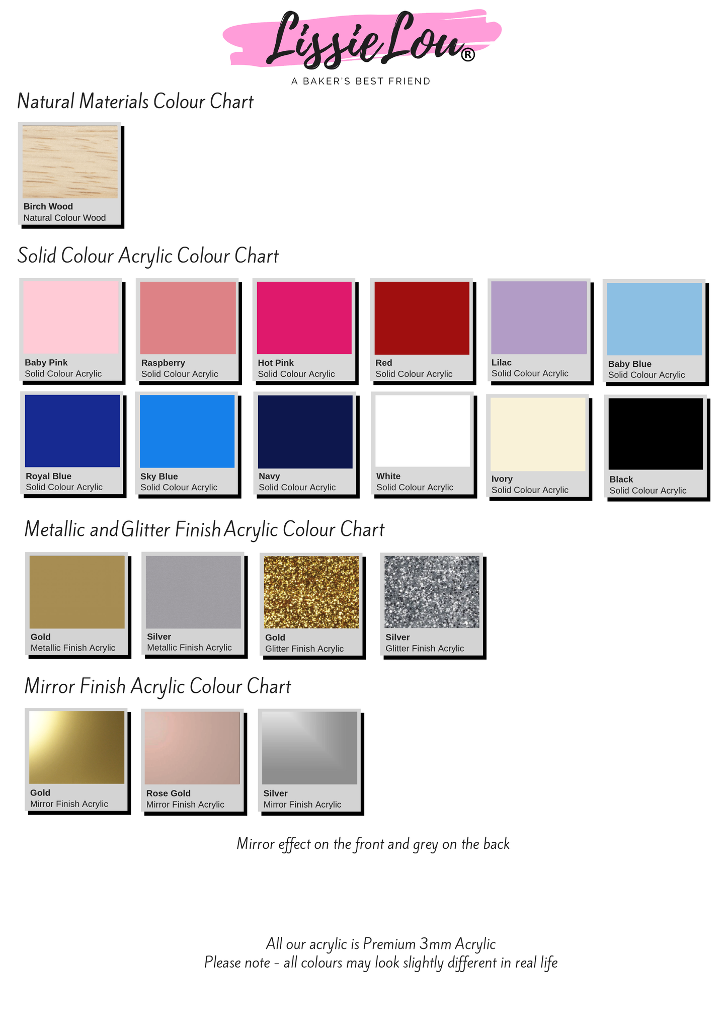 Acrylic Colour Chart