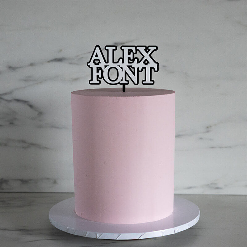 Alex Font Double Layer Custom Cake Topper or Cake Motif Premium 3mm Acrylic or Birch Wood