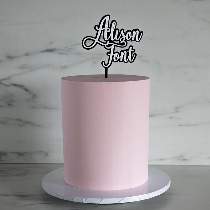 Alison Font Double Layer Custom Cake Topper or Cake Motif Premium 3mm Acrylic or Birch Wood